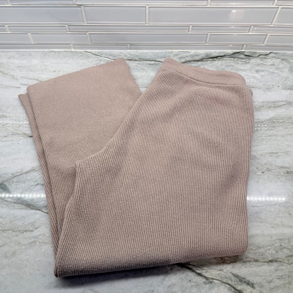 Figs Womens Ribbed Knit Lounge Pants Taupe Size Large Drawstring Pockets - Picture 1 of 8